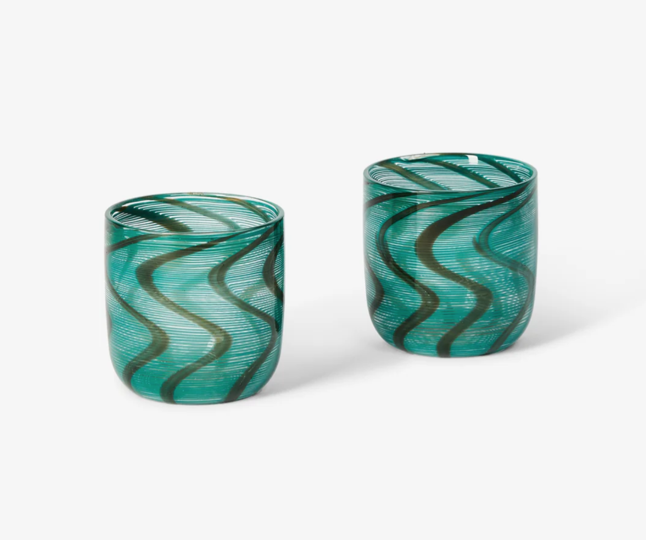 Green Swirl Tumbler Glasses (set of 2)