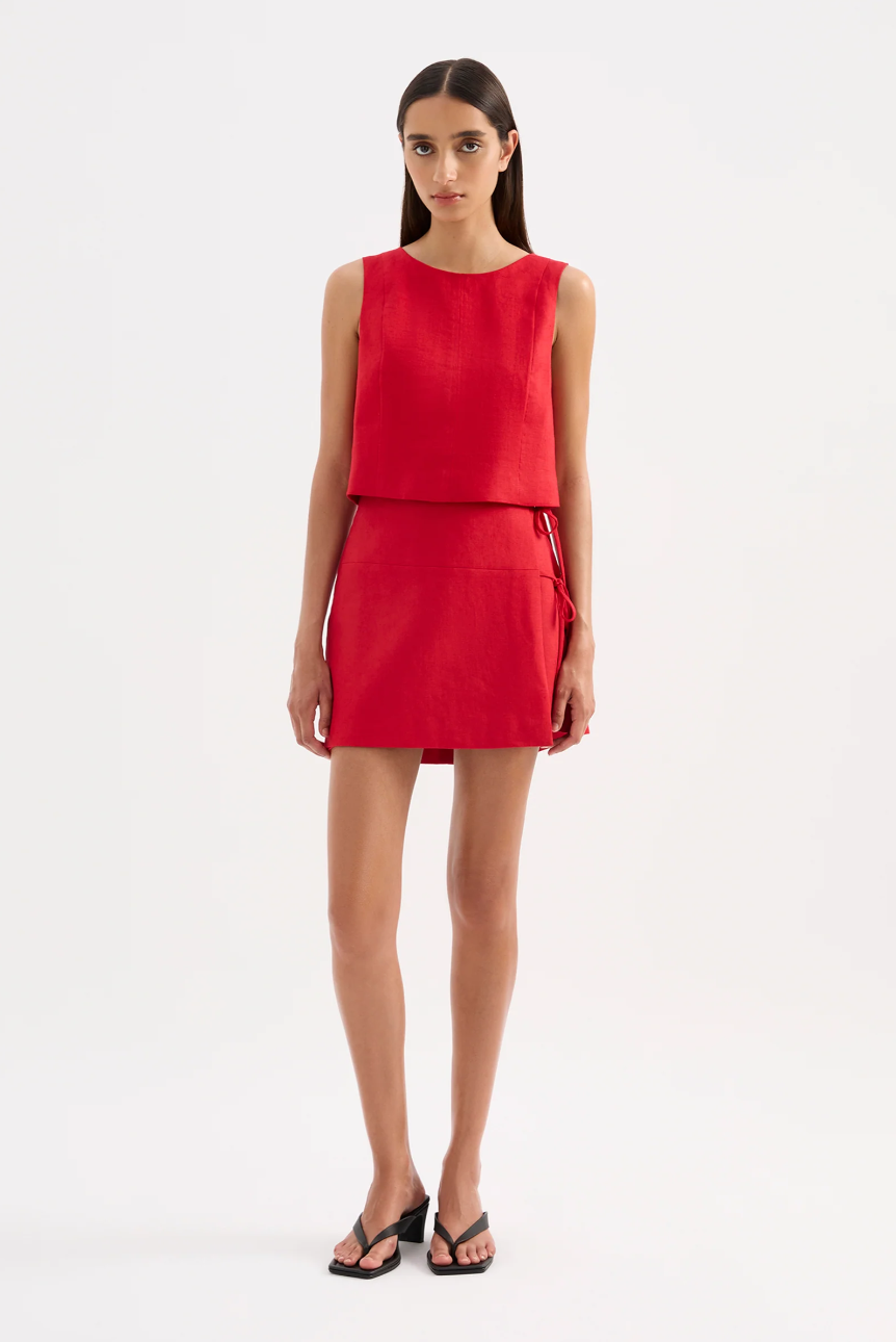 Lotta Linen Mini Skirt- Vermillion