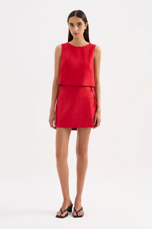 Lotta Linen Mini Skirt- Vermillion