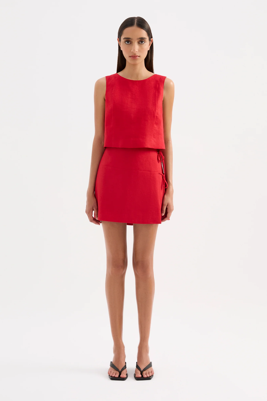 Marli Linen Top- Vermillion