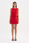Marli Linen Top- Vermillion
