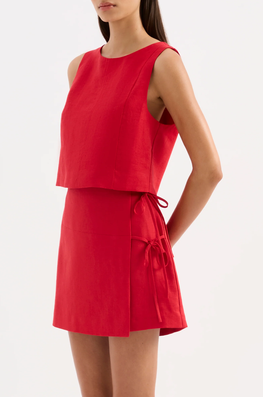 Marli Linen Top- Vermillion