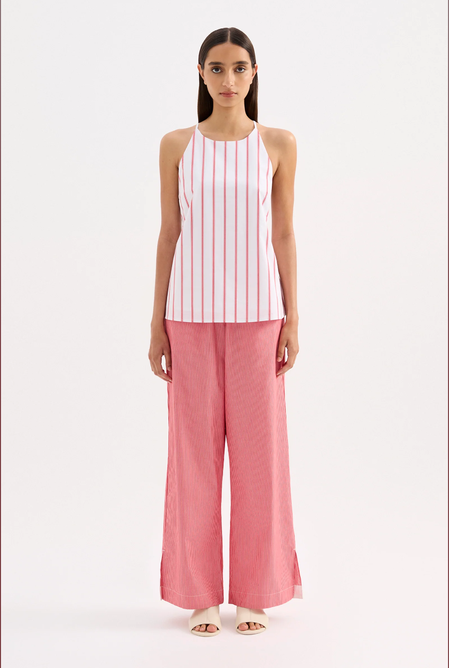 Anouk Stripe Top-White Stripe