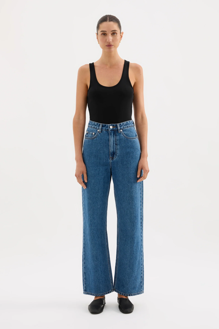 Organic Relaxed Leg Jean- Royal Blue