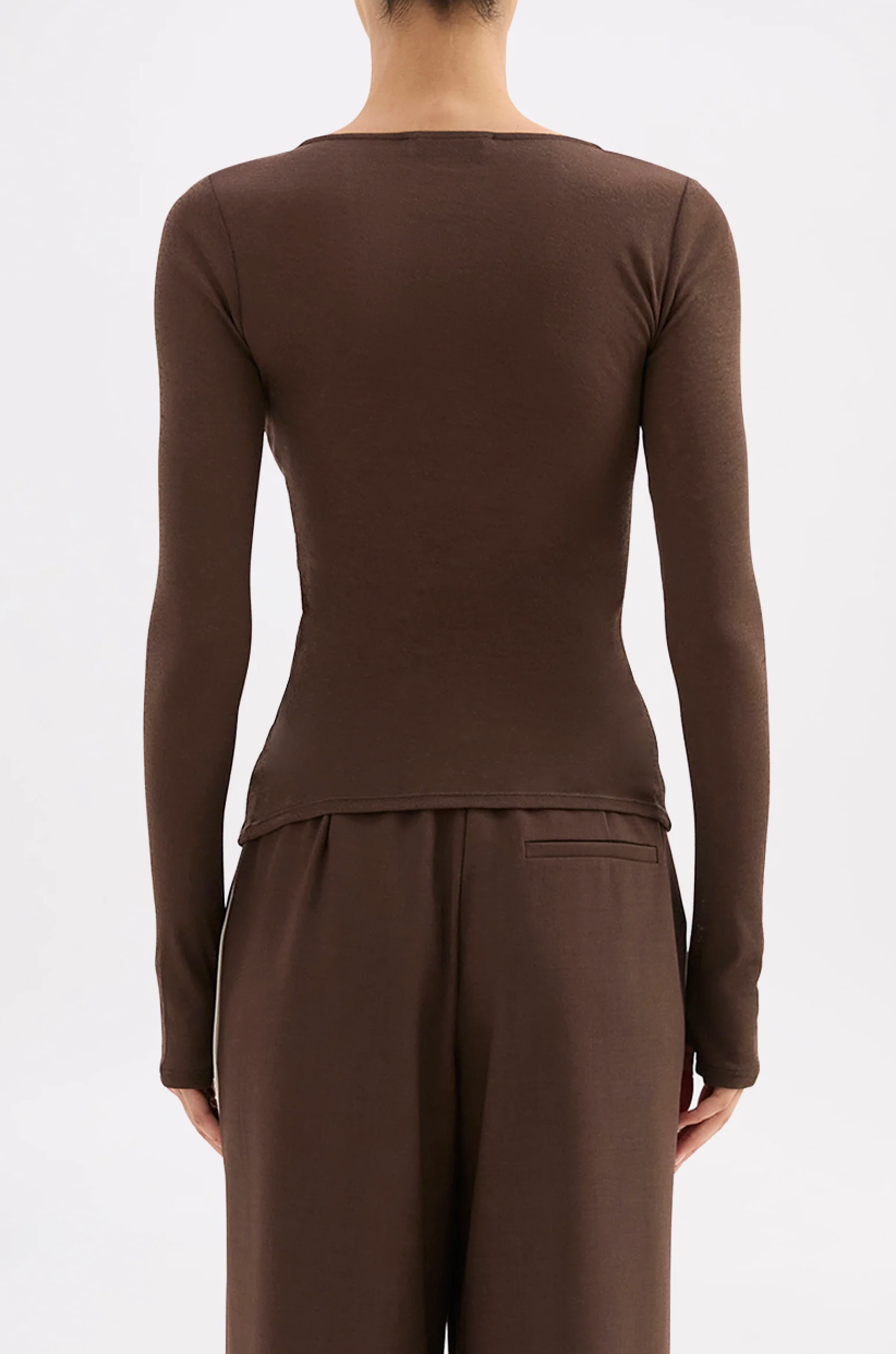 Gigi Mesh Top- Walnut