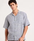 Pattern Bowler Shirt- Blue