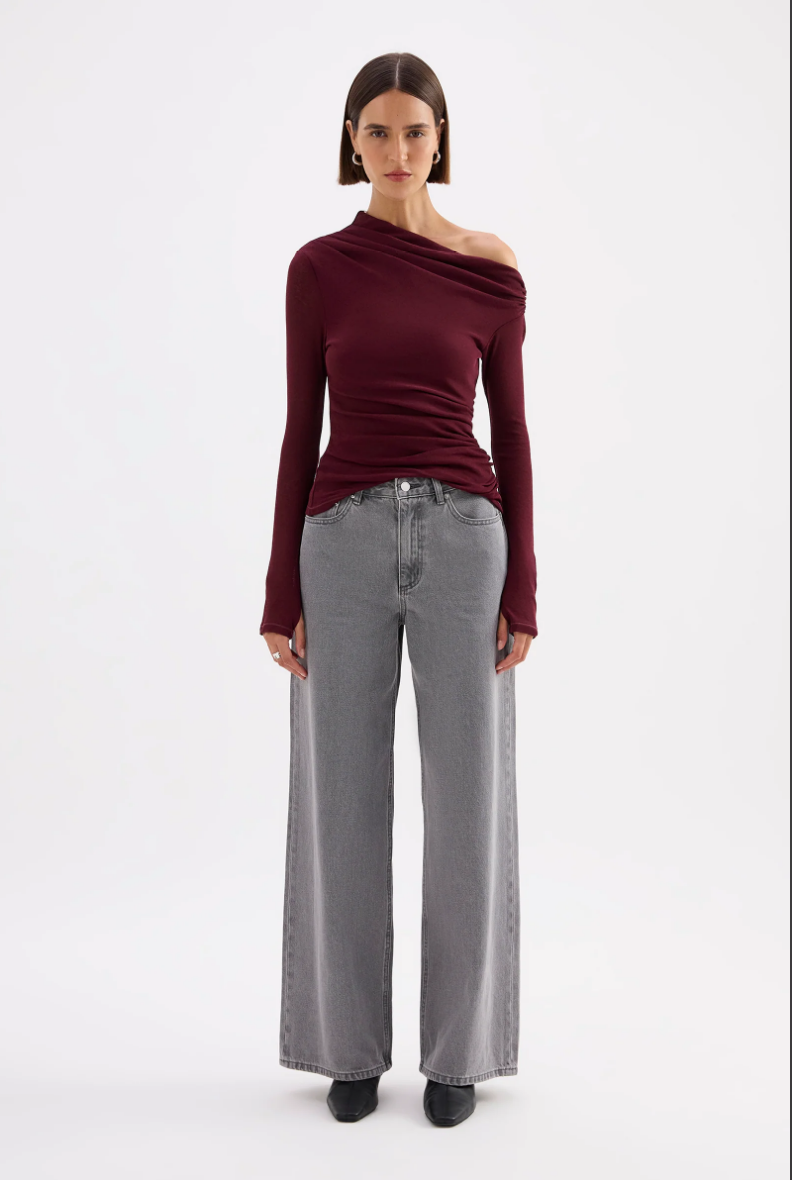 Rue Mesh LS Top - Merlot
