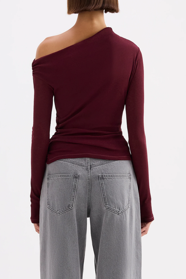 Rue Mesh LS Top - Merlot