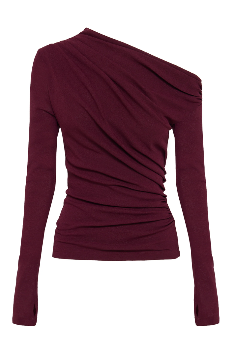 Rue Mesh LS Top - Merlot
