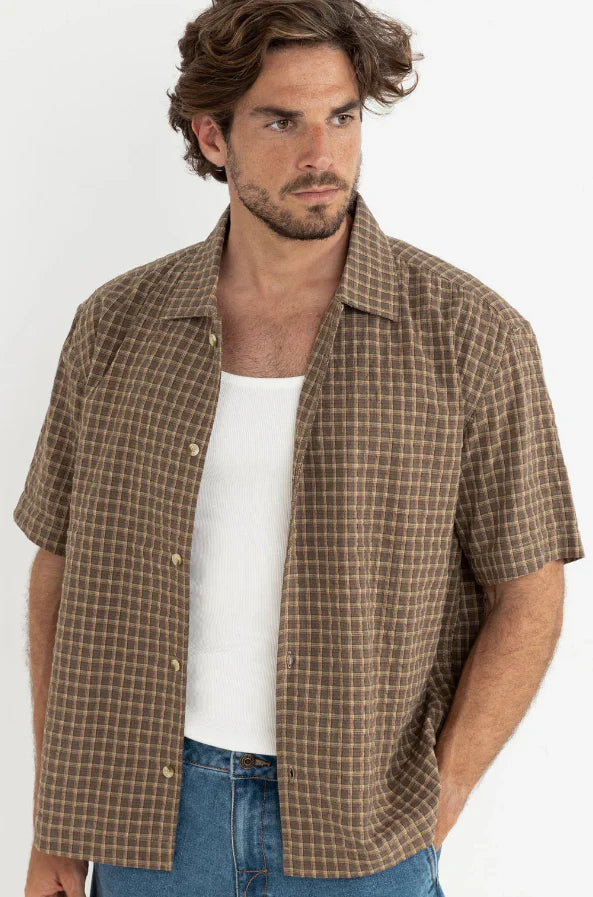 Colby Check SS Shirt - Vintage Brown