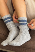 Snow Varsity Socks- Grey/Blue