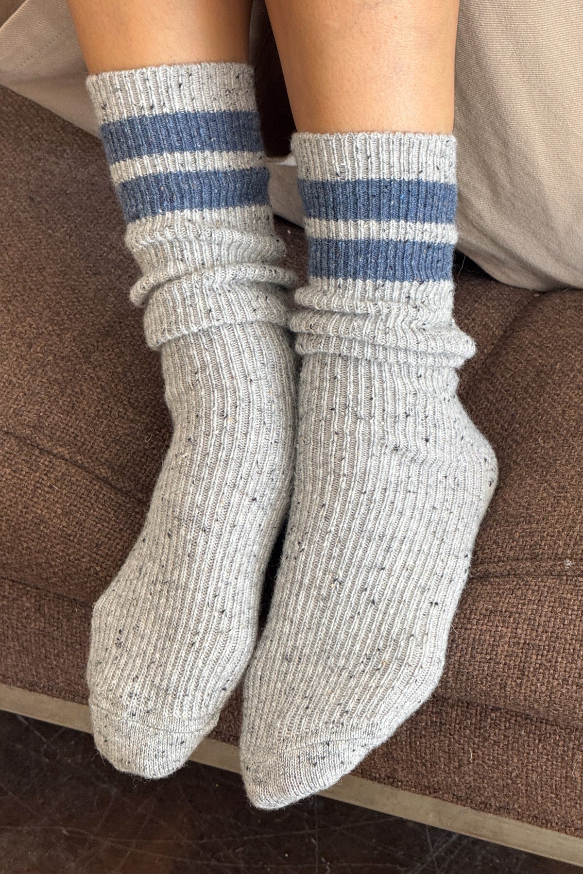 Snow Varsity Socks- Grey/Blue