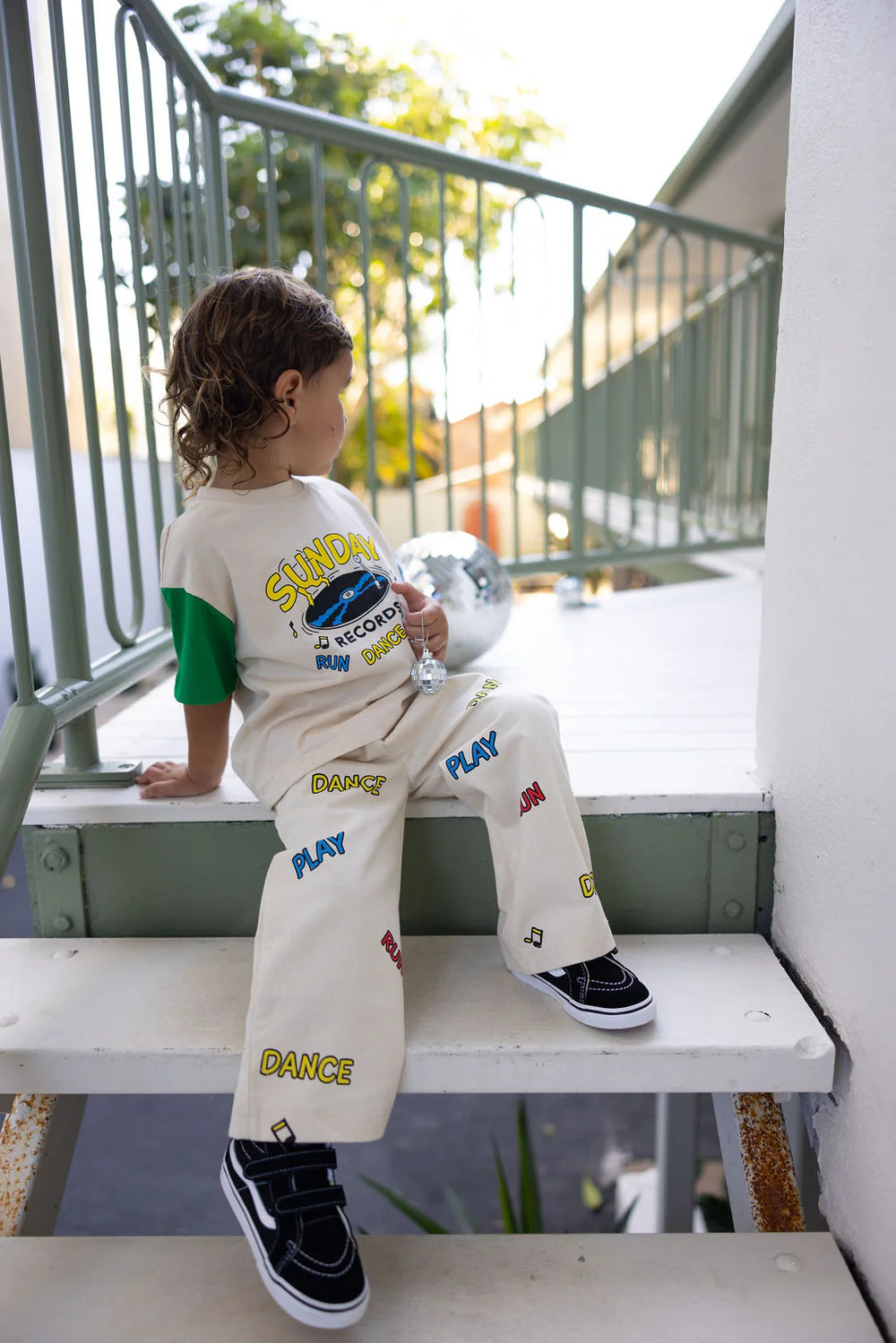 Sunday Records Tee- Blue and Green