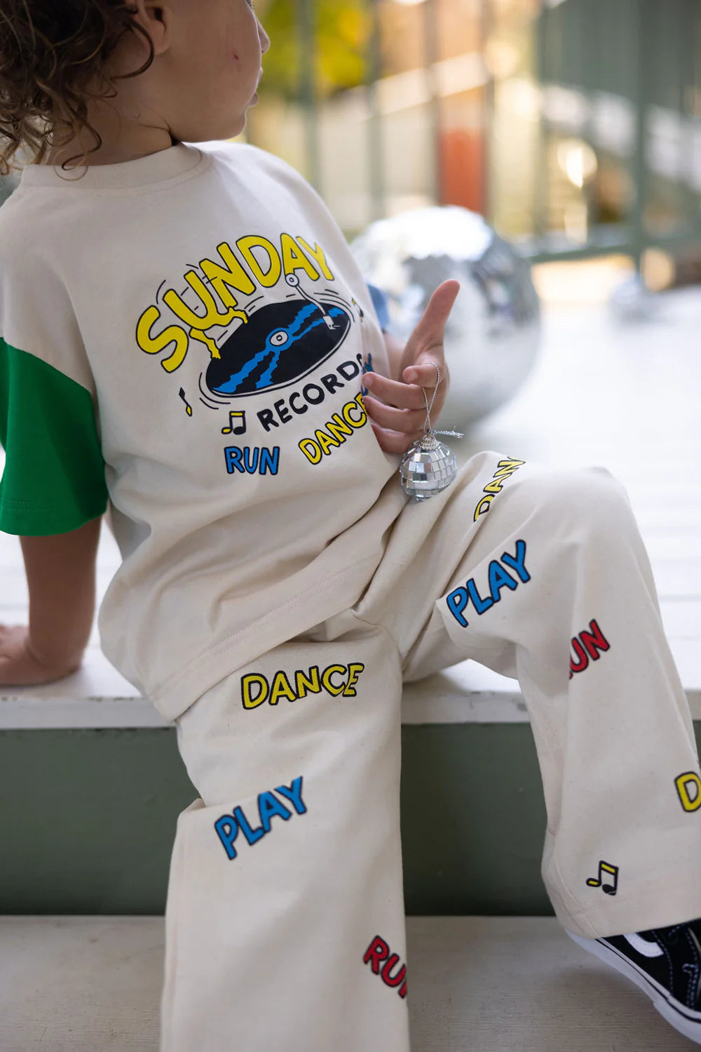 Sunday Records Tee- Blue and Green