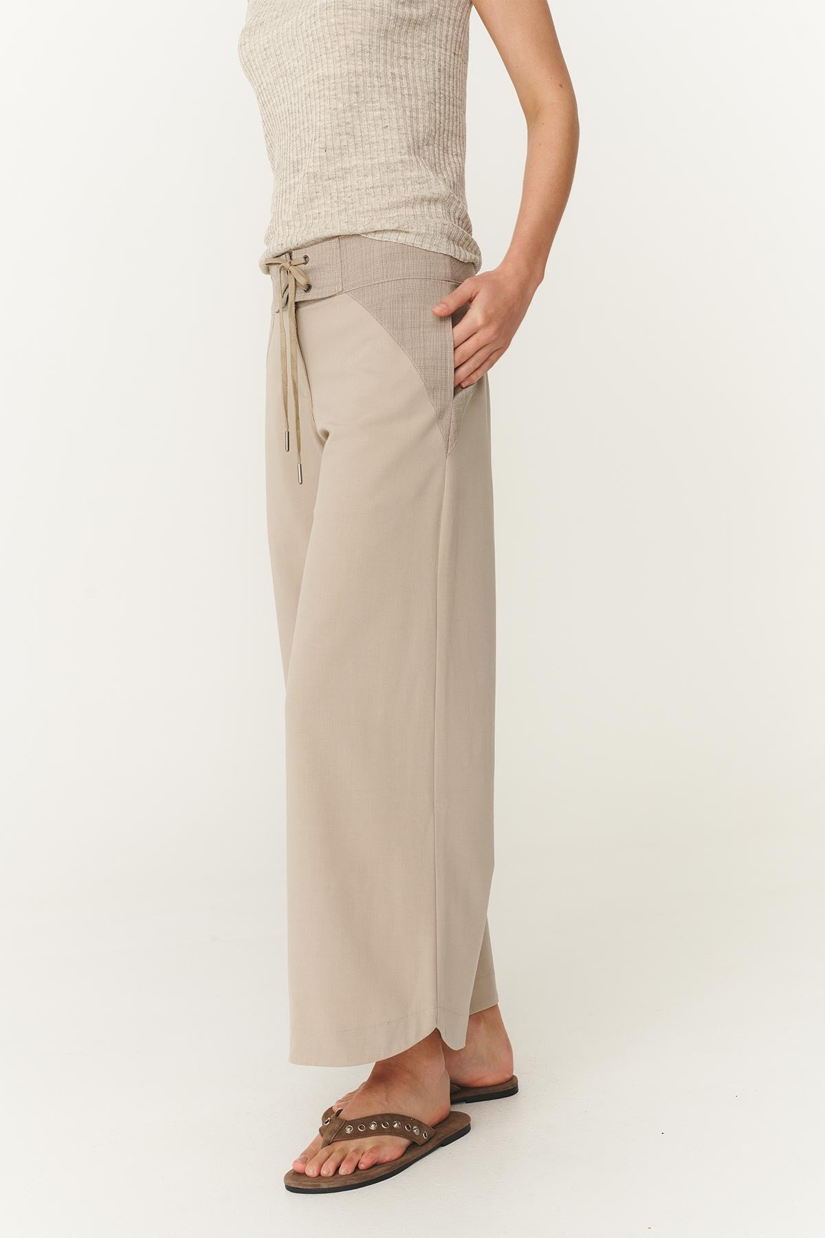 Surf Wide Crop Pants - Driftwood