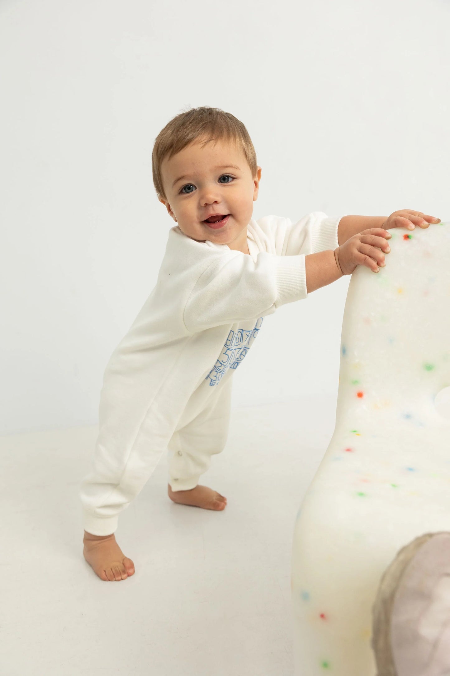 Parker Numbers Relaxed Romper - White/Blue