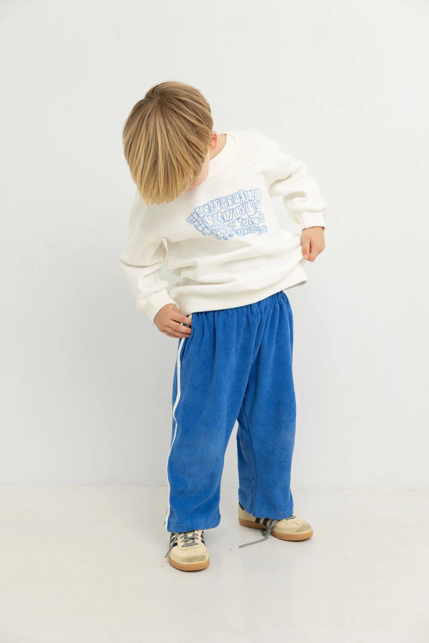 Parkers Numbers Relaxed Pullover- White/Blue