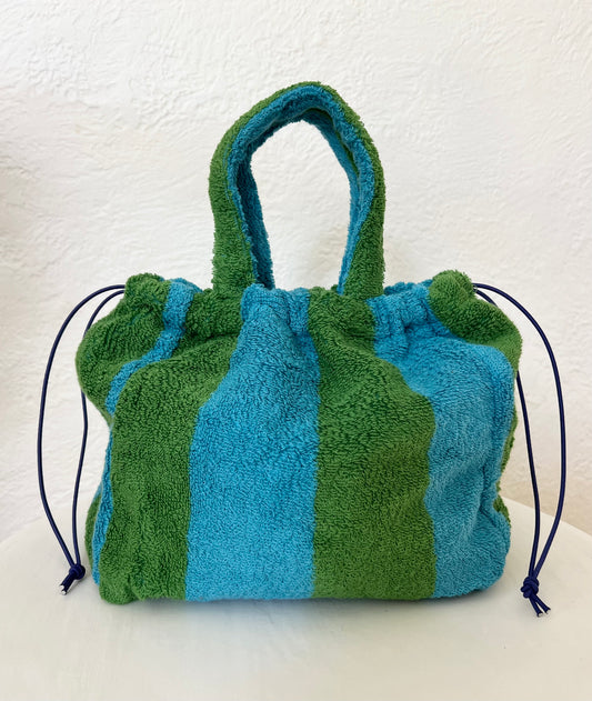 Mini Towelling Bag- Green & Blue