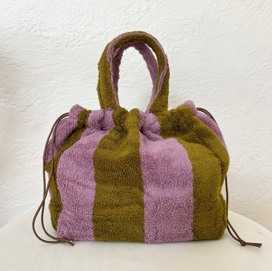 Mini Towelling Bag- Lilac & Olive