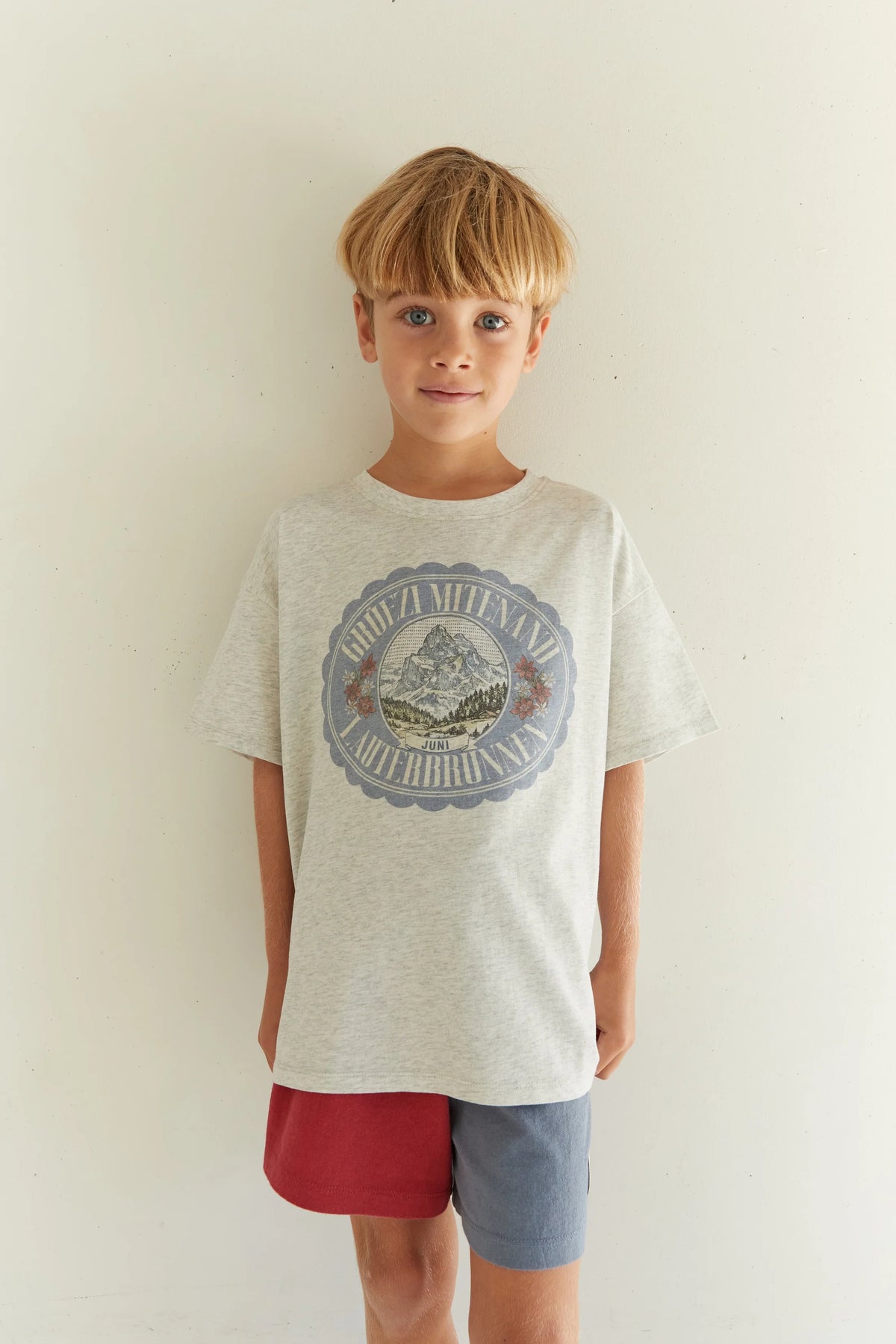 Juni JNR Alpine Tee - Grey Marle