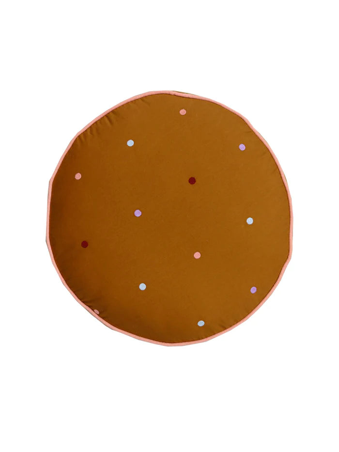 Mocha Dot Round Cushion