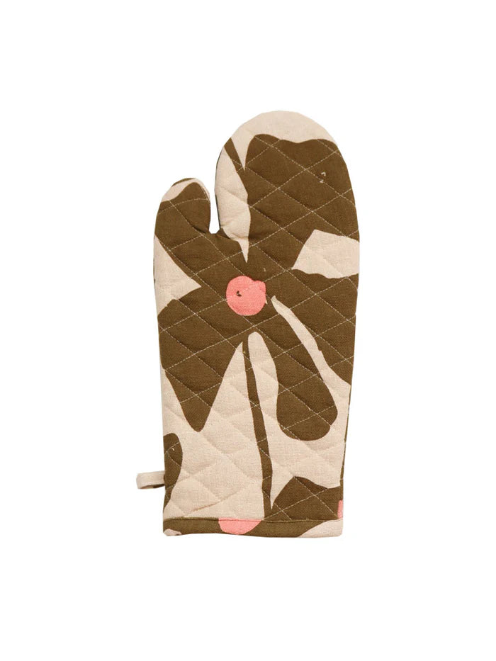 Olive Poppy Oven Mit
