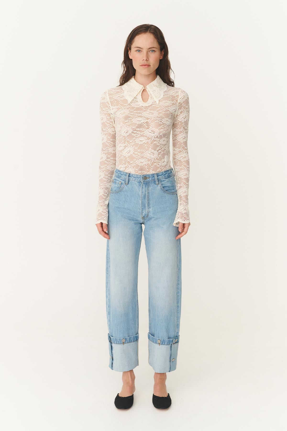 Walter Cuffed Straight Jeans - Faded Blue