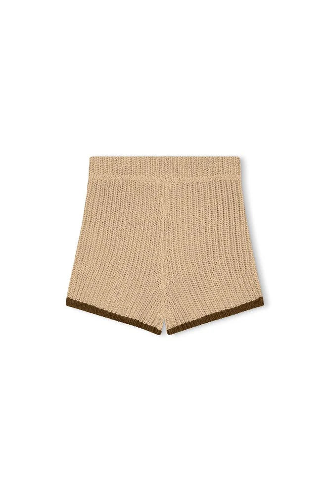 SAND CONTRAST RIB KNIT SHORT