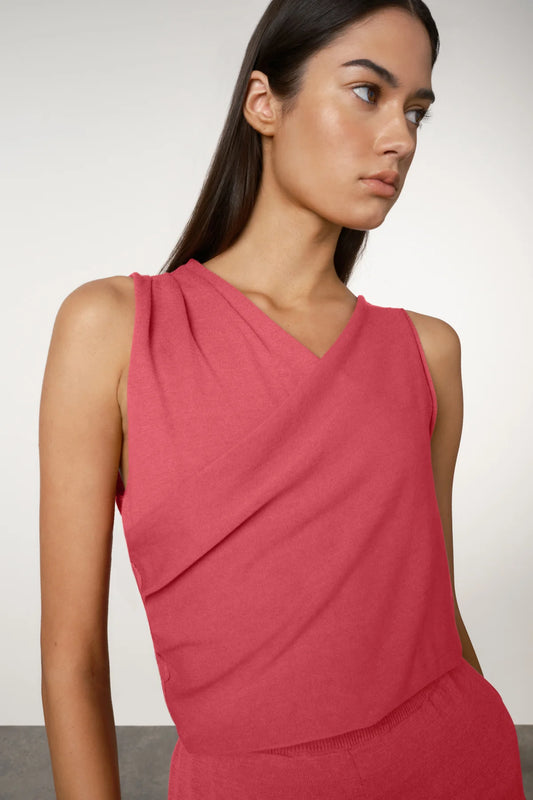 Cotton Blend Knit Top- Berry