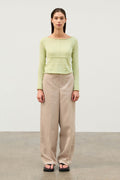 Pistachio Panelled Long Sleeve Knit Top