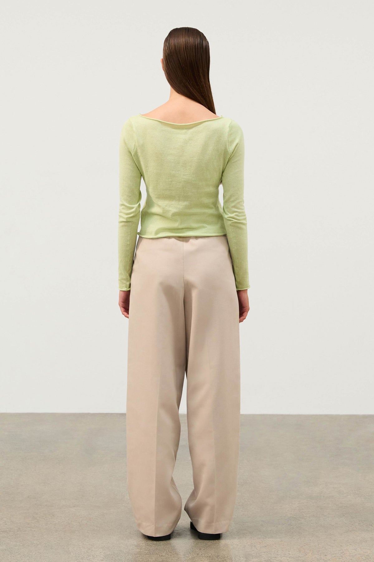 Pistachio Panelled Long Sleeve Knit Top