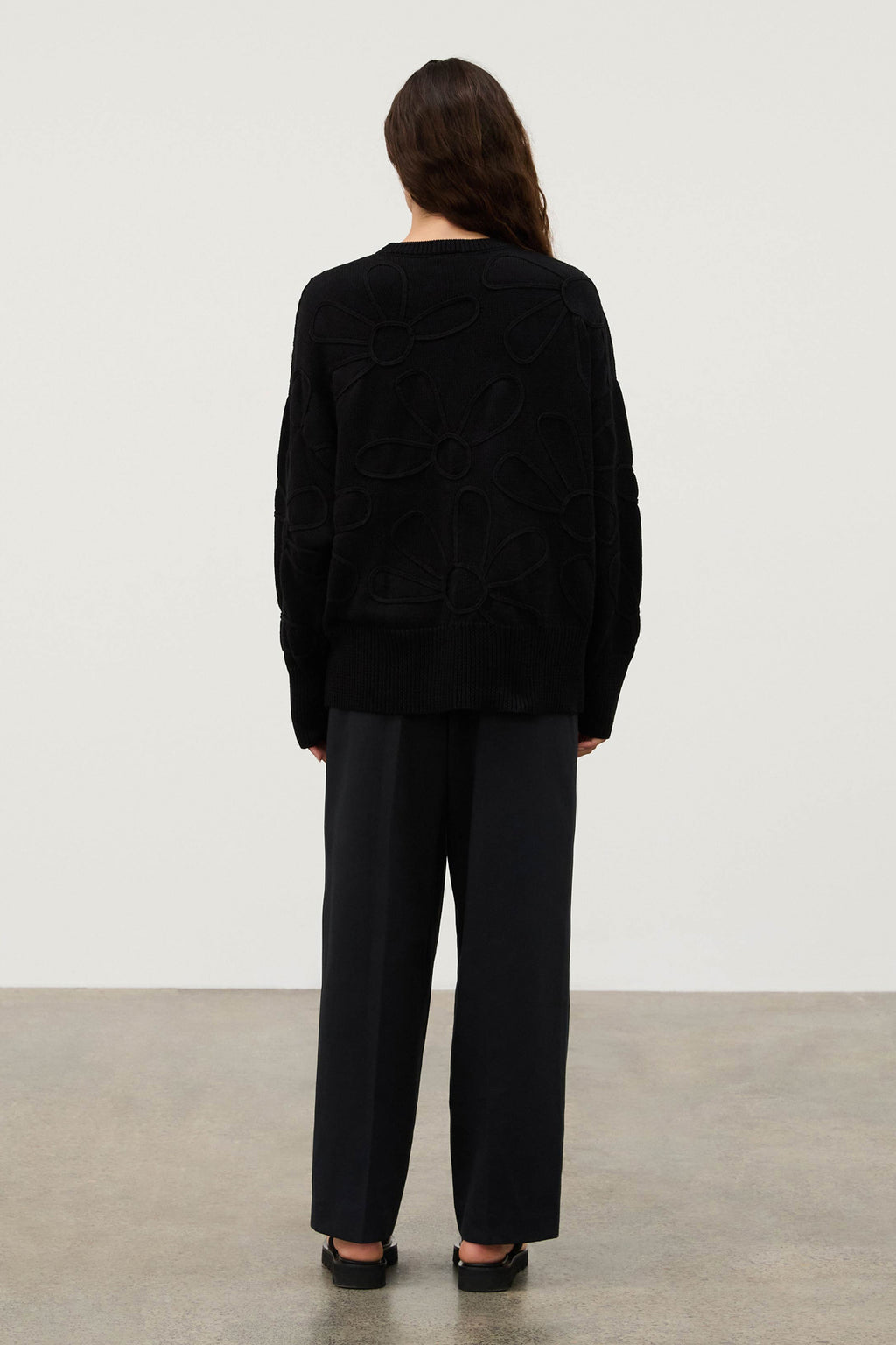 Black Cotton Applique Knit Jumper
