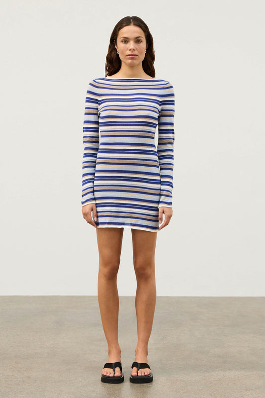 Ocean Retro Stripe Knit Dress