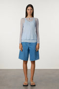 Sheer Knit Cardigan Set - Soft Blue