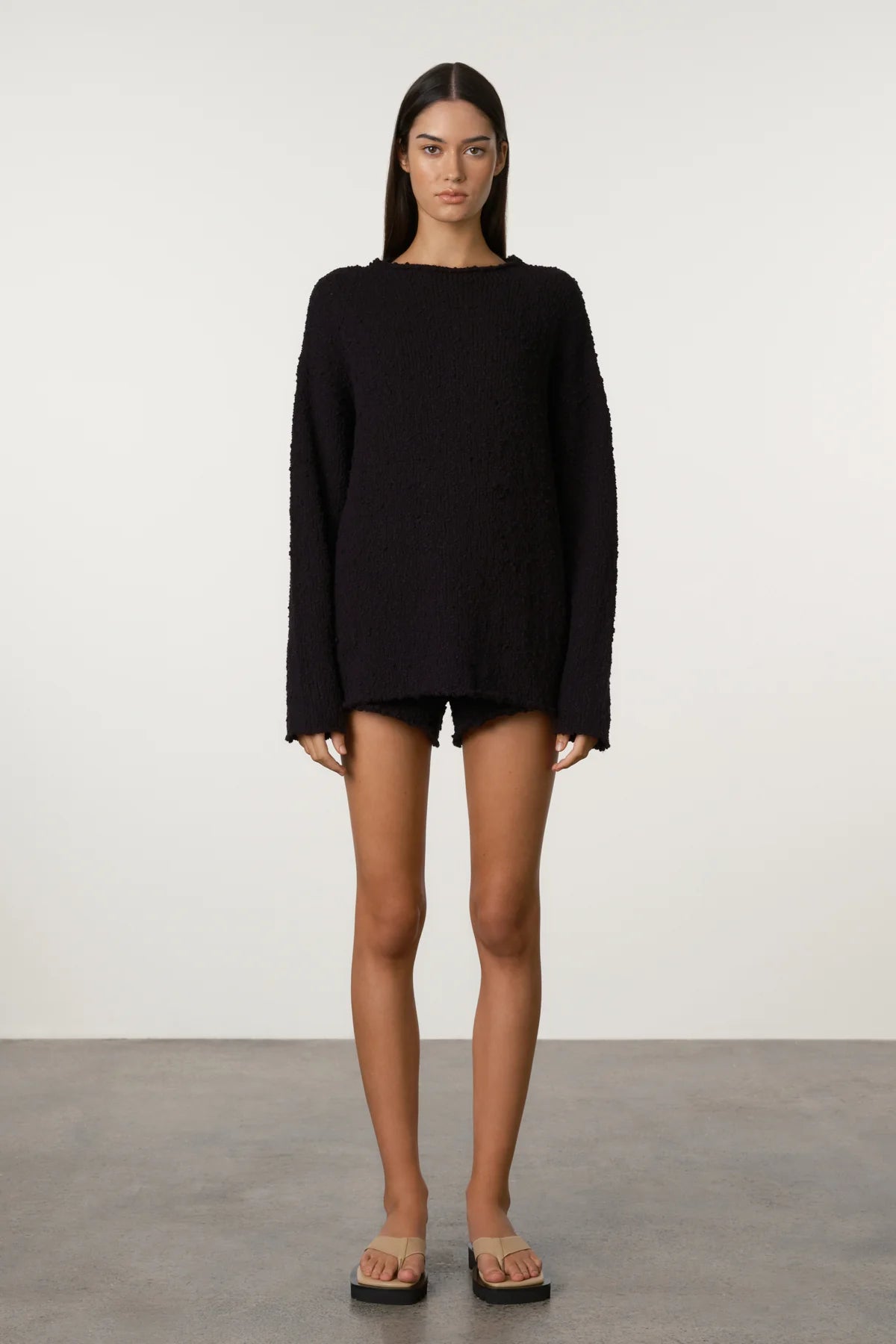 Black Boucle Knit Jumper