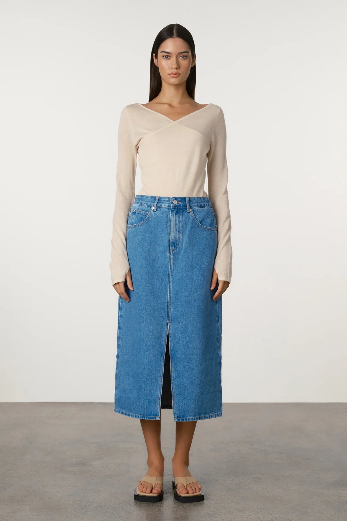 Recycled Denim Skirt - Bright Blue