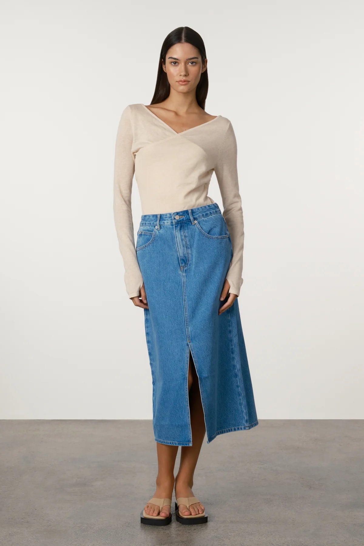 Recycled Denim Skirt - Bright Blue