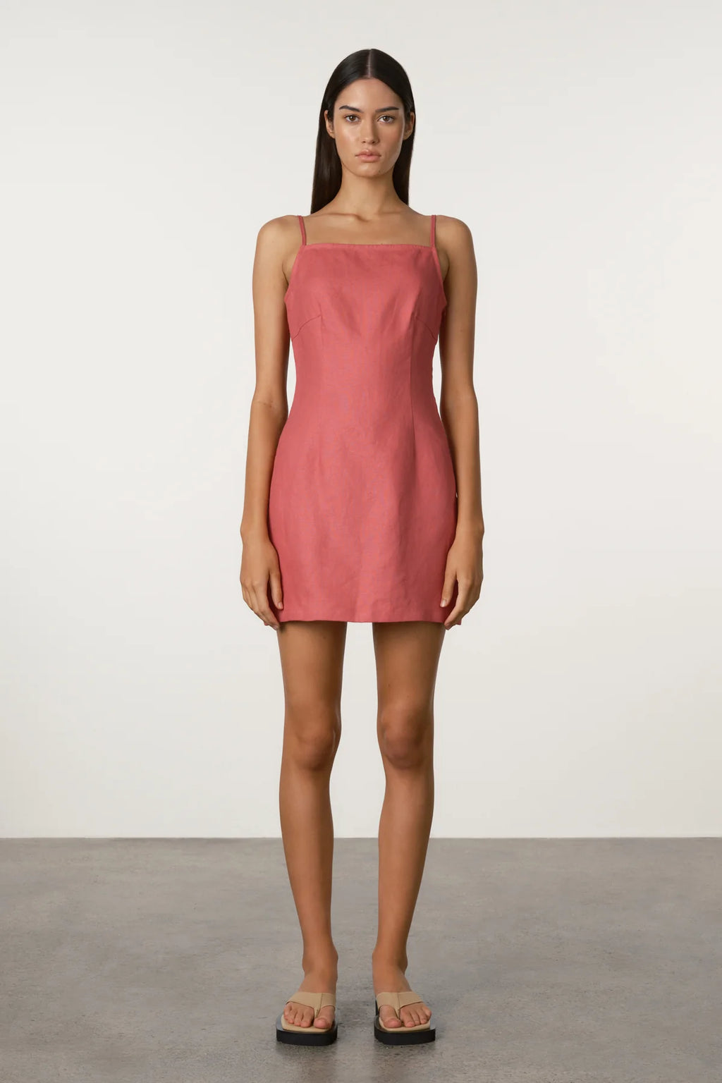 Linen Mini Dress- Berry