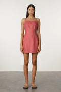 Linen Mini Dress- Berry
