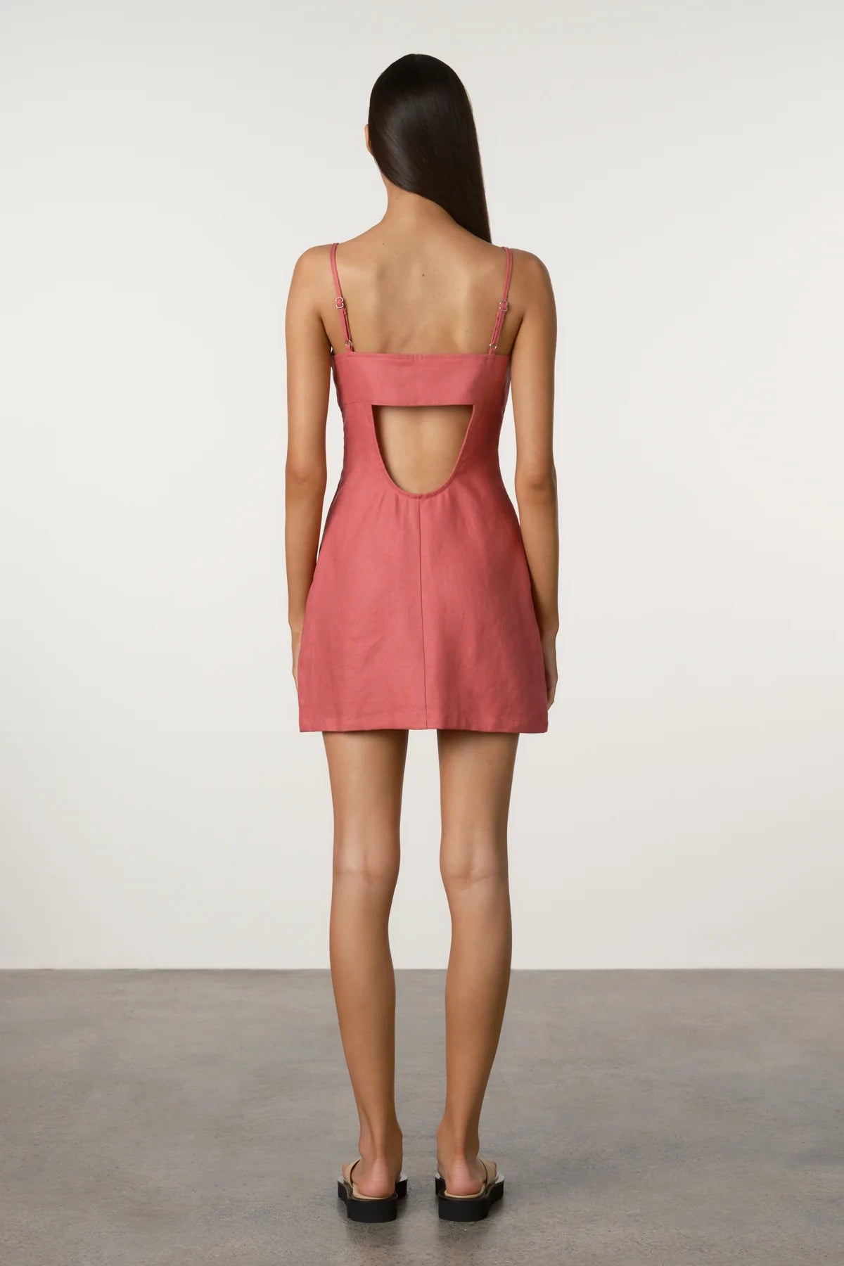 Linen Mini Dress- Berry