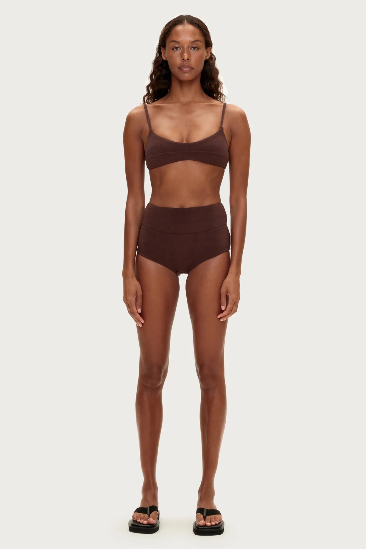 Towelling Bralette Top- Chocolate