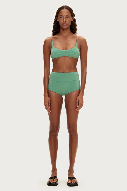 Towelling Bralette Top- Green