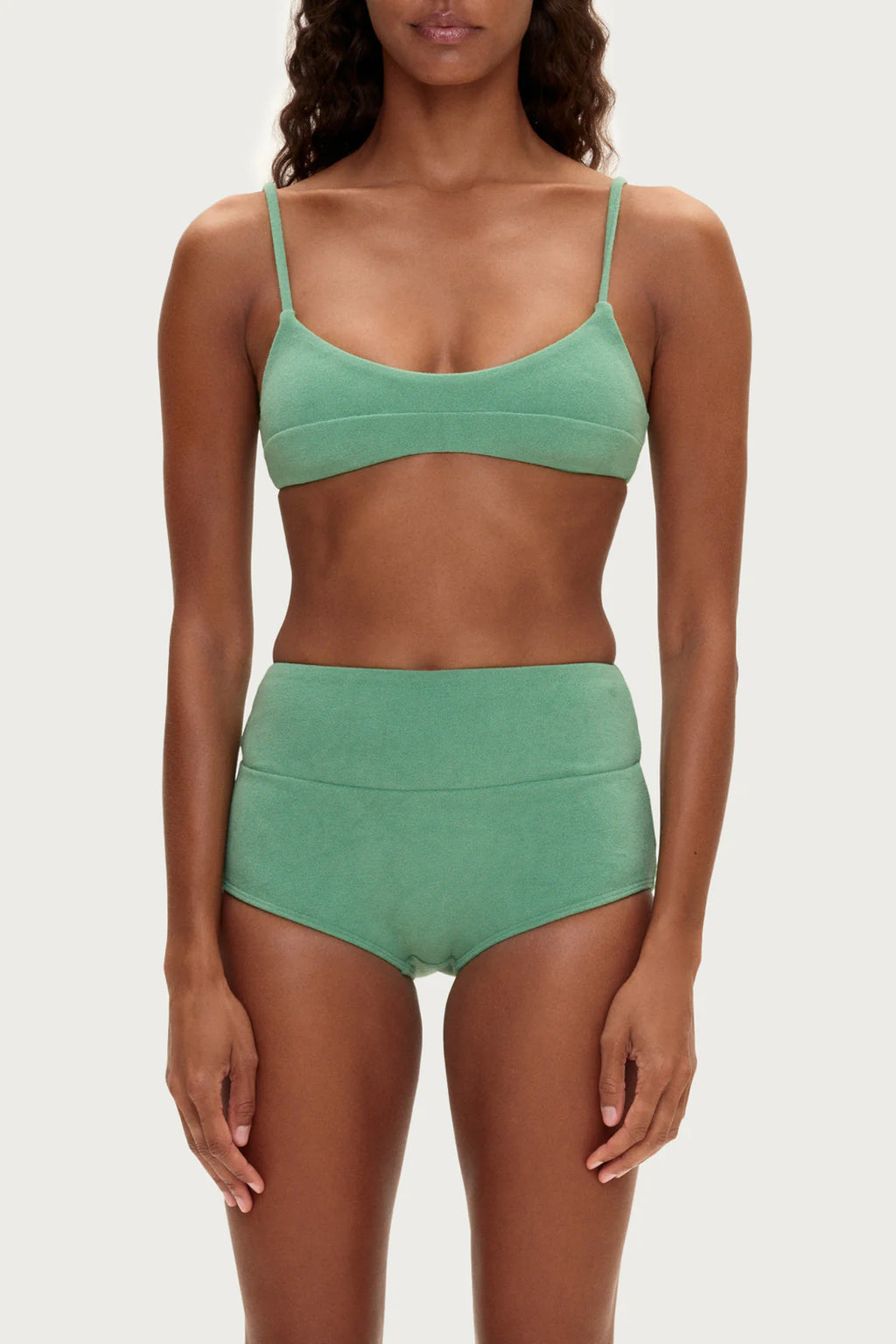 Towelling Bralette Top- Green