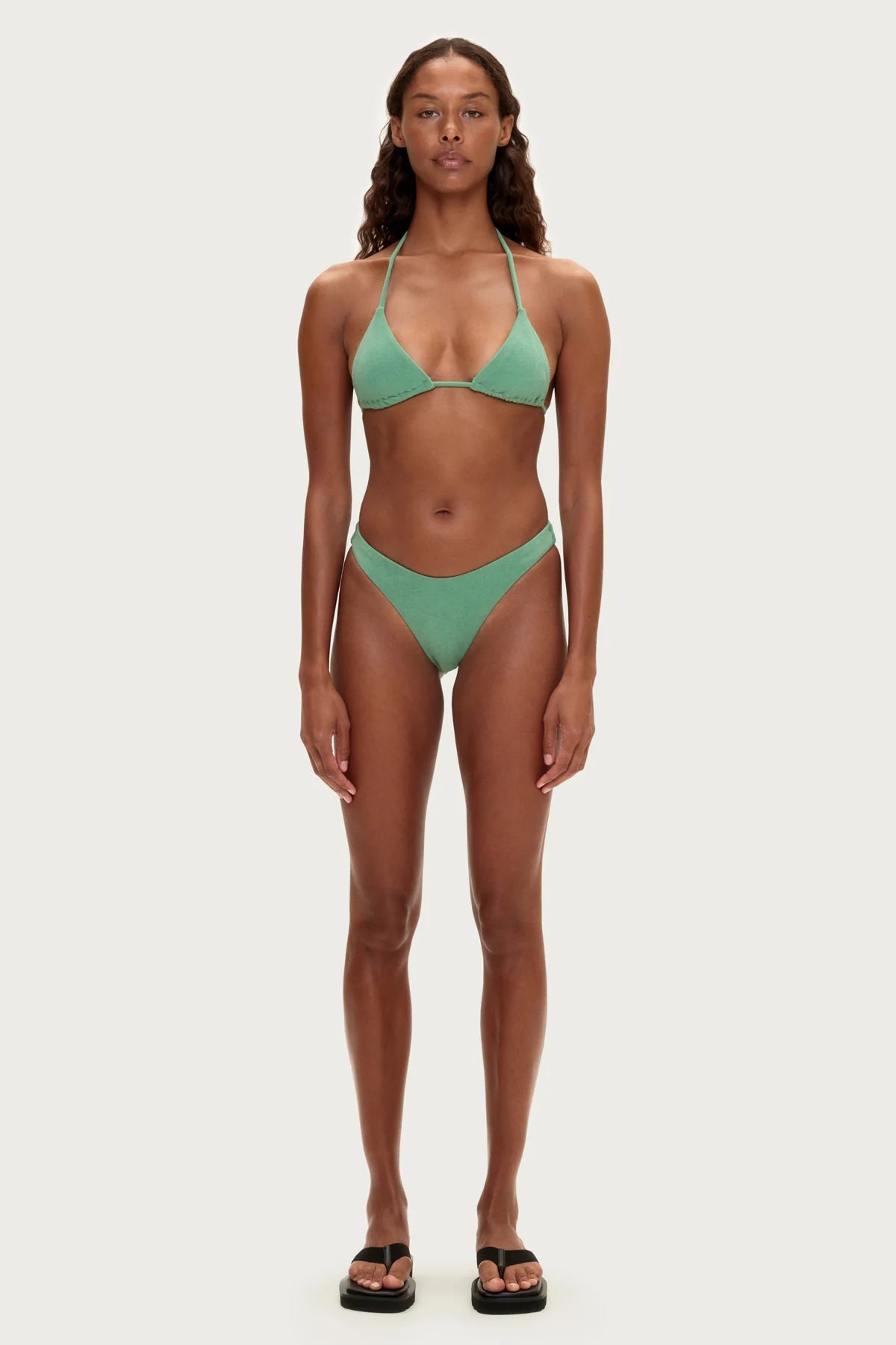 Towelling Triangle Top- Green