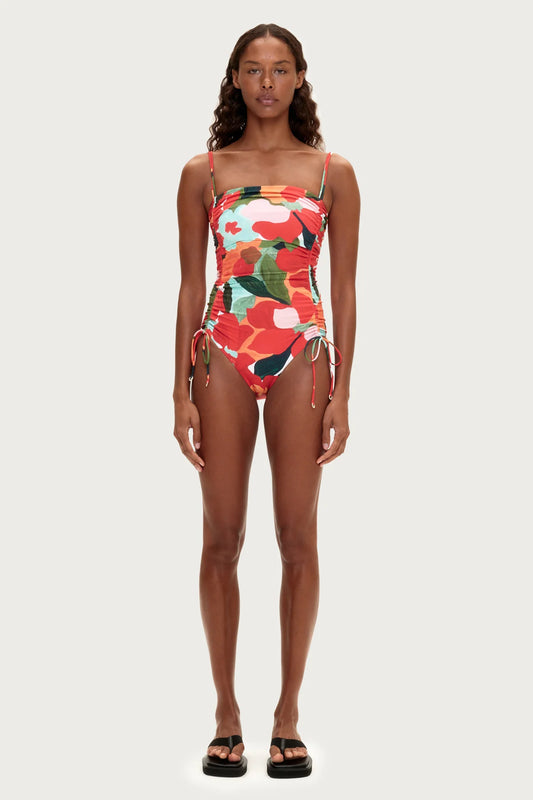 Gathered One Piece- Red Floral