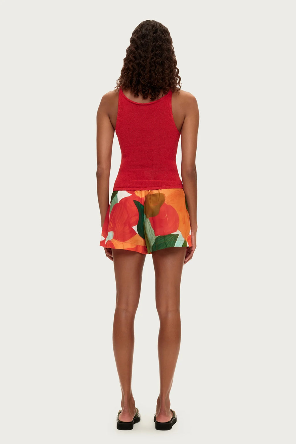 Textured Knit Tank- Red