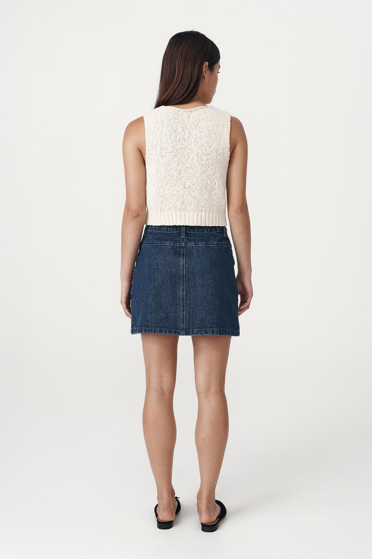 Alfred Zip Mini Skirt- Washed indigo