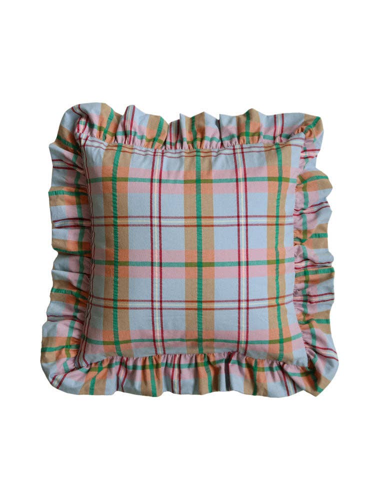 Confetti Plaid Cushion: With feather insert