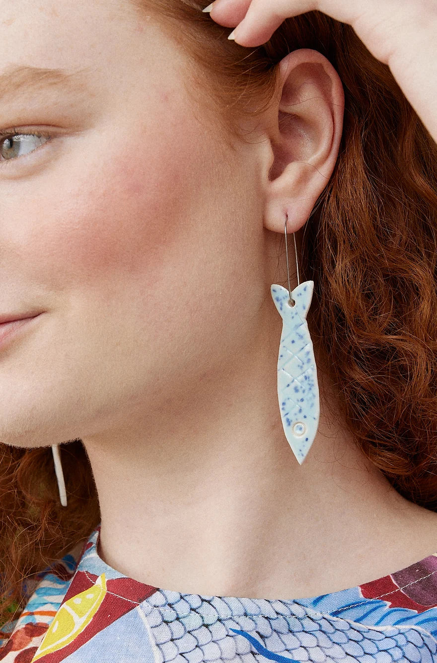 Ceramic Earrings Sardines