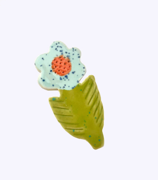 Ceramic Hair Clip: Blue Market Flower